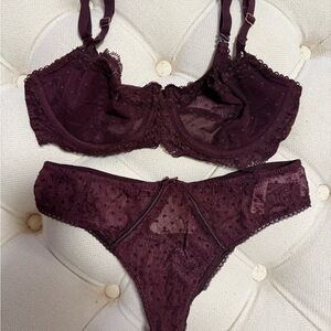 Victoria's Secret Deep Purple Lace Bra and Panty Set